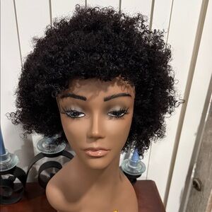 Human Hair Curly Black Wig for Women